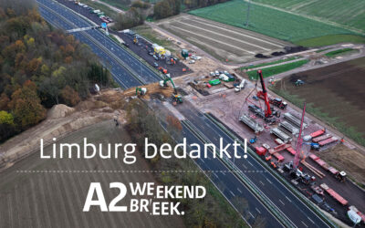 Rijkswaterstaat bedankt Limburg voor succesvolle eerste weekendafsluiting A2