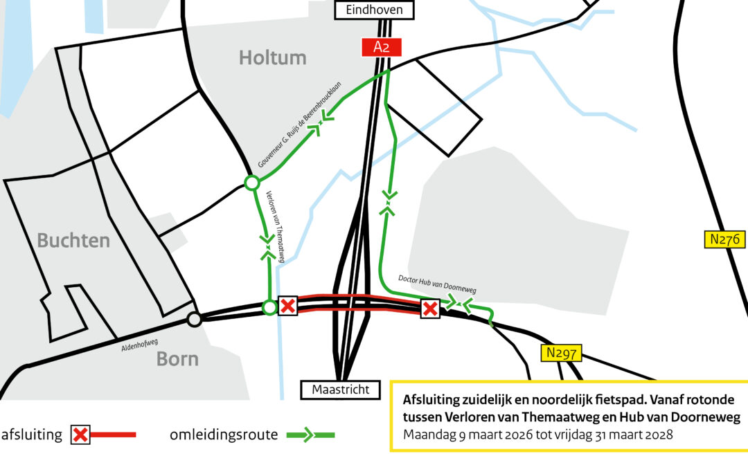 Fietspaden N297 tussen Verloren van Themaatweg en Hub van Doorneweg afgesloten tot april 2028